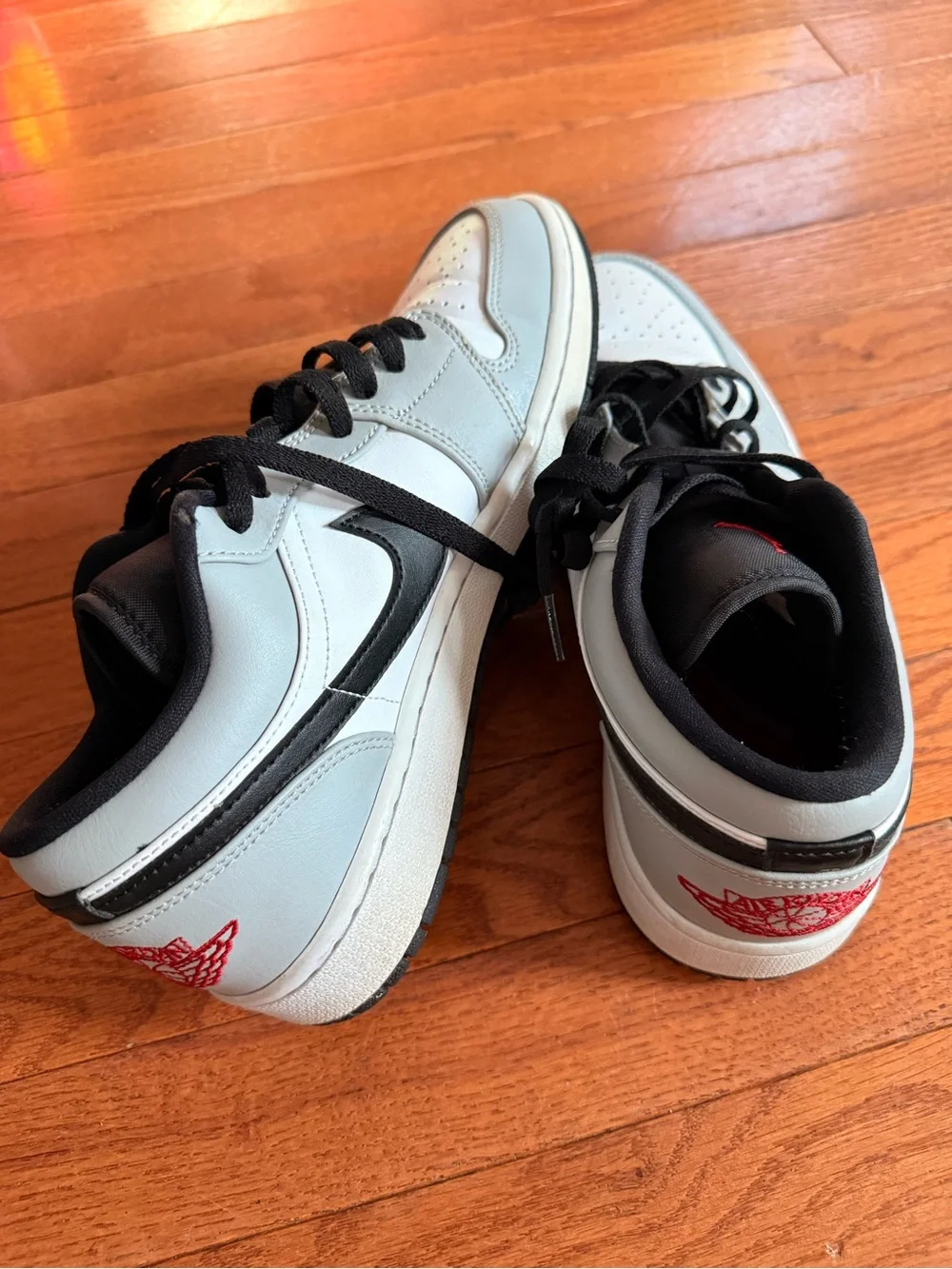 White and gray Nike Air Jordan’s Men’s Shoes, size 8.5